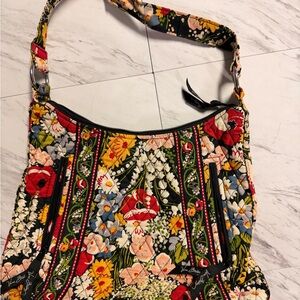 Vera Bradley Black Multi Floral Quilted Shoulder Bag